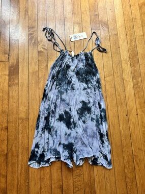 Elan Tie-Dye Spaghetti Strap Dress – Navy & White/Light Blue